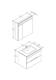 Resim Orka Varna 80 Cm Mdf Mat Kaşmir Banyo Dolabı Takımı Çok Renkli 