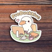 Resim Otomotiv Çıkartmaları/Tampon Stickerları 1/2/4 adet "ProDucktive Komik Ördek Vinil Stickerları - Dizüstü Bilgisayarlar, Su Şişeleri, Günlükler ve Çalışma Alanları için Mükemmel | Mizah Tutkunları, Hayvan Severler ve Alaycı Espriler için İdeal | Ördek Temalı Mizah ve Verimlilik Meraklıları için Eğlenceli ve Uygun Stickerlar 