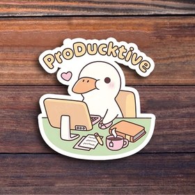 Resim Otomotiv Çıkartmaları/Tampon Stickerları 1/2/4 adet "ProDucktive Komik Ördek Vinil Stickerları - Dizüstü Bilgisayarlar, Su Şişeleri, Günlükler ve Çalışma Alanları için Mükemmel | Mizah Tutkunları, Hayvan Severler ve Alaycı Espriler için İdeal | Ördek Temalı Mizah ve Verimlilik Meraklıları için Eğlenceli ve Uygun Stickerlar 