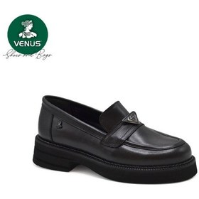 Resim Venüs 2451350k Düz Topuk Hafif Deri Loafer Kadın Ayakkabı Siyah 
