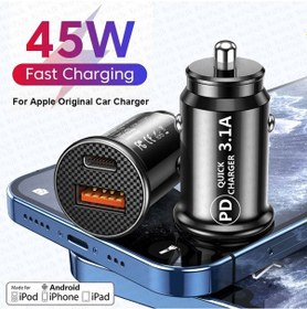 Resim Usb C Araba Şarjı Qc 3.0 45w 3.1a Tip C Pd Hızlı Araba Şarjı Telefon Şarj Cihazı İphone Uyumlu 11 12 13 14 Pro Max Xiaomi Huawei Samsung 