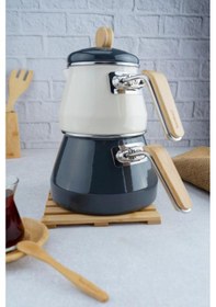 Resim Bambum Lumino Bambu Kulplu Emaye Çaydanlık Takımı Gri 