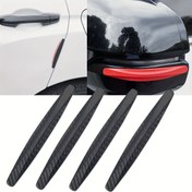 Resim 4 adet Siyah Karbon Fiber Desenli PVC Araba Tampon Koruyucu Şeritler - Kapı Kenarları ve Arka Görüş Aynaları için Dayanıklı Çarpışma Önleyici Korumalar, Uygun 