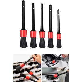 Resim Technojet 5'li Oto Araç Iç ve Dış Detaylı Temizlik Fırça Seti Detail Dash Brush Set Araç Oto ve Motosiklet Bakımı 