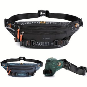 Resim Yeni Bahar ve Yaz Dış Mekan Erkek Bel Çantası, Çoklu Cep ve Fermuarlı Trendy Crossbody Göğüs Çantası, Spor ve Koşu için Çok Fonksiyonlu. 