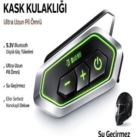Resim Ip67 Su Geçirmez İnterkom Bt5.3 Rgb Işıklı Motosiklet Kask Kulaklığı 