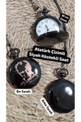 Resim Brality Köstekli Saat ( Atatürk Çizim Desenli) ( Siyah Renk) ( 36 Cm Zincirli)- 0053 