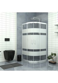 Resim Tekno Duş Silver Orion 6mm Kumlamalı Oval Duşakabin Beyaz - Şeffaf 