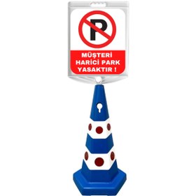 Resim Hayat Trafik Müşteri Harici Park Yasaktır Çift Taraf Baskı Mavi Ultra Kedi Gözlü Ağırlıklı Koni Seti Trafik Dubas 