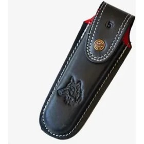 Resim Kurt Figürlü Hakiki Deri Çakı Kılıfı No2, 12 x 4 cm Kemerlikli 