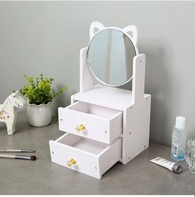 Resim Willowhaven Küçük Katlanır Kedi Kulaklı Makyaj Organizer Aynalı Kozmetik Çekmeceli 