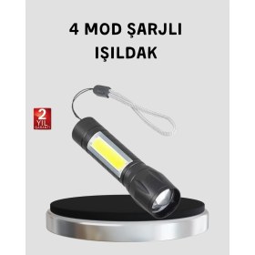 Resim Aylina Mey Ithalat® Ultra Dayanıklı 4 Mod Şarjlı Işıldak | Suya ve Darbeye Dayanıklı | 100.000 Saat LED Ömrü 