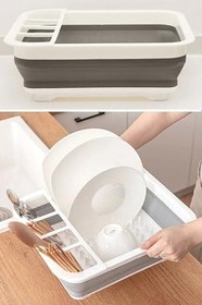 Resim Miuhome Katlanır Bulaşıklık, Tezgah Üstü Kaşıklık, Katlanır Tabaklık, Bölmeli Kurutmalık 