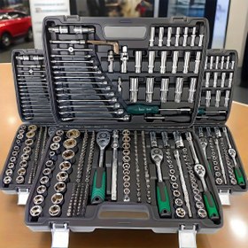 Resim Siyah Çok Amaçlı Araç Tamir Aracı Kutusu, 46 adet/216 adet Motosiklet, Bisiklet Acil Tamir Aracı Seti, Plastik Depolama Kutusu ile Altıgen Anahtar, 1/2 *1/4" 3/8" Sürücü Derinliği ve Standart Ratchet Soket, Evrensel Bağlantı, Vidalar ve Uzatma Çubuğu, Döner Çubuk, Kaydırma Çubuğu, DIY Tutkunları ve Mekanikçiler için Uygun, Araba, Motosiklet, Bisiklet, Mekanik Tamir ve Bakım için Uygun, Pil Olmadan 