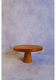 Resim Justwood Mini 20 Cm Ahşap Konik Ayaklı Yuvarlak Pasta Kurabiye Sunum Servis Tabağı Kahverengi 