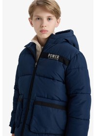 Resim Defacto Erkek Çocuk Su İtici Kapüşonlu Polar Astarlı Parka E9374a825wnnv146 Lacivert-nv146 