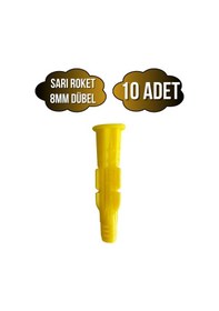 Resim Roket Sarı 8mm Dübel Beton Tuğla Briket Dubeli 8mm Sarı Roket 10 Adet 