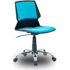 Resim Ofiscombin Ofis Büro Metal Ayaklı Döner Tekerli Ders Çalışma Sandalyesi Turkuaz Kumaş 00047499885 