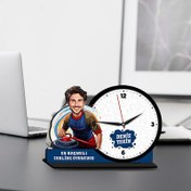 Resim Erkek Curling Oyuncusu Karikatürlü MDF Masa Saati 
