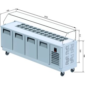 Resim Galleyz Krep & Sandviç Buzdolabı - 4 Kapılı - 250X70X133 cm 