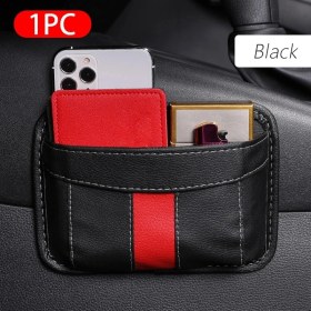 Resim Cdwishbest Siyah Küçük Araba Depolama Cep Koltuk Sideback Pu Organizatör Küçük Şeyler Için Saklama Kutusu Telefon Için Anahtar Kart Gözlük Oto Istifleme Toplama (Yurt Dışından) 