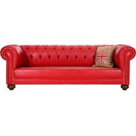 Resim 3A Mobilya Red Leather Chesterfield 