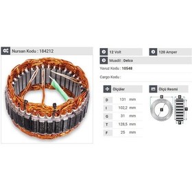 Resim 12v Alternatör Statör Delco Tipi 120 A 4 Uçlu Hyundaı Sonata-kı N11.414 