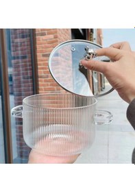 Resim 1,5 Litre Borosilikat Isıya Dayanıklı Pinterest Stil Cam Tencere Minimalist Tencere Mutfak Pişirme Şeffaf 