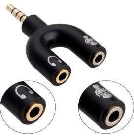 Resim Koodmax Kulaklık Mikrofon Birleştirici Adaptör 3.5mm Ayırıcı Aparat 