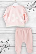 Resim Puan Smile Baskılı Pembe Kız Bebek Pijama Takımı 