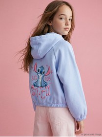 Resim LC Waikiki NEVAVM Farkıyla Stitch Baskılı Kız Çocuk Ceket 