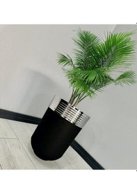 Resim Elegant Dekoratif Krom Darbuka Siyah Saksı 60cm 