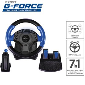 Resim Corby FX95T G-FORCE 270 Derece Titreşimli 7 in 1 Direksiyon Yarış Seti Siyah Corby