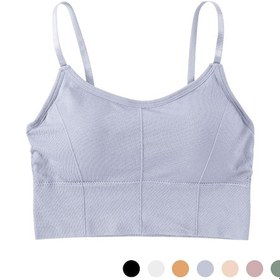 Resim Monyee Nem Emici Nylon Spor Sütyeni - Dikişsiz Tasarım, Kaldırılabilir Dolgu, Reglan Kordon, 40-67 Kg Uyumlu, Yoga-jogging-running İçin Gri Gri 