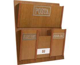 Resim Selena Ahşap Ortak Fatura ve Posta Kutusu Ceviz 