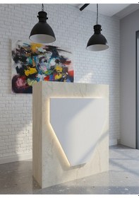 Resim Resital Ledli Karşılama Bankosu G-90 Cm Ofis Kasa Resepsiyon Masası Banko-001-8-1 