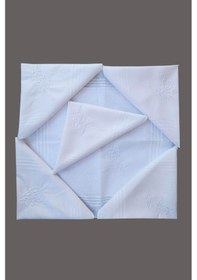Resim Çiçek İşlemeli 6 Lı Bayan Beyaz Mendili 28x28 Cm 100 Pamuk 