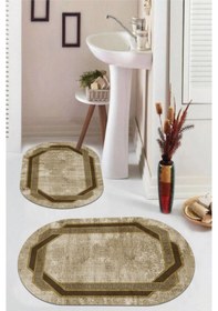 Resim Soğuk Kahve Kaymaz Taban Oval Banyo Paspas Takım Bb-125 çok renkli 
