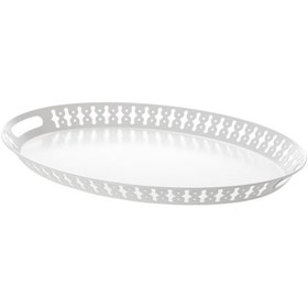 Resim Servis-Sunum Tepsi 52X39 CM Beyaz Renk Ikea Yuvarlak Tepsi Çelik 