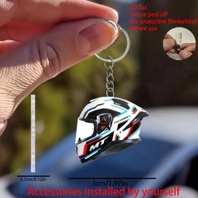 Resim 2D Düz Akrilik Yarış Kaskı Anahtarlık - 9.5cm Dayanıklı Araba Aynası Dekoru, Şık Ev & Çanta Aksesuarı, Babalar Günü, Anneler Günü ve Paskalya İçin Mükemmel Hediye | Koruyucu Filmli Zarif Tasarım, Kolay Kullanım, Gerçekçi Detaylar, Erkekler ve Kadınlar İçin Uygun, 2D Düz 