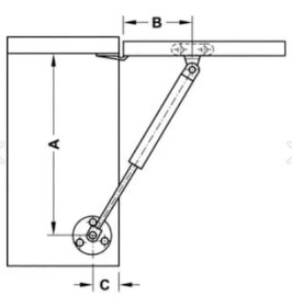 Resim Dolap Kapak Pistonu Mutfak Dolabı Kapağı Gazlı Amortisörlü Piston 100N / 25CM - Gri Renk 