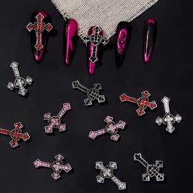 Resim 12 adet Alaşımlı Kalp Çapraz Seti İnci Çivili Çapraz Çivili Sanatı, 3D Alaşımlı Metal Çivili İnci DIY Manikür Aksesuarları, Çinko Alaşımlı, Tırnak Sanatı, Tırnak Sanatı Malzemeleri, Tırnak Sanatı Süsleri, Tırnak Sanatı Aksesuarları, Çivili Çivili Takı Yapımı İçin Çivili Çivili, Çivili Çivili Kolye Çivili, Çivili Çivili Boncuk, Tırnak Çivili, Tırnak Figürleri, Tırnak Aksesuarları 