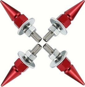 Resim Willowhaven 4 Adet M6 Dişli Sivri Uçlu Kırmızı Alüminyum Plaka Vida Kiti Evrensel Uyumlu Sağlam 