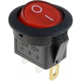 Resim Mr-131a Yuvarlak Işıklı Anahtar On-off 3 Bacaklı 12volt Kırmızı 