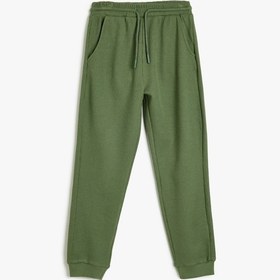 Resim Koton Basic Eşofman Altı Beli Bağlamalı Cep Detaylı Pamuklu Yeşil 5skb40058tk Yeşil 