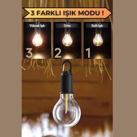 Resim Kamp Lambası Feneri Vintage LED Kamp Feneri Suya Dayanıklı Açık Yürüyüş için Kamp Işık Lambası Elektrik Kesintisi Acil Ev Arka Bahçe Verandası Balkon Teras (Solar Ampul) 