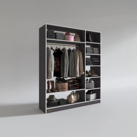 Resim Kenzlife giysi dolabı dursun 180*150*40 gri gardırop 
