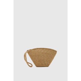 Resim Shule Bags Rome Handmade Hasır Clutch Çanta Vizon 