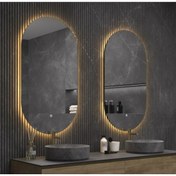 Resim eagle mirror 80x45 Cm Yuvarlak Dekoratif Banyo Duvar Aynası Ledli Banyo Duvar Aynası 