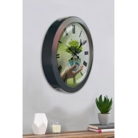 Resim Bahat Salon Ofis Duvar Saati Gri Metal Çerçeve 36 cm 